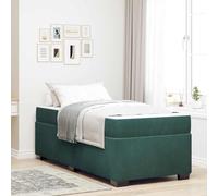 Teenpull Green Velvet Bed Frame with Mattress, 100 x 200 cm Single Bed, Slatted Base, Plywood Frame, Medium Firm Foam Mattress, for Bedroom and Guest Room, Easy Assembly, Space Saving Design