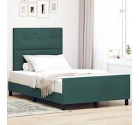 Teenpull Green Velvet Box Spring Bed 120 x 200 cm upholstered headboard Solid Pine Frame, Bedroom Platform for Two, Indoor Use, Support for restful Sleep and Modern Decor