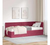 Teenpull Green Velvet Corner Bed Frame with Mattress, 80 x 200 cm Single, Slatted Base Platform, Wall Mounted Headboard, Bedroom Space Saving Support for Indoor Rest and Daily Sleep