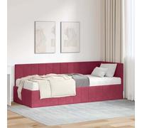 Teenpull Green Velvet Corner Bed Frame with Mattress, upholstered headboard, Plywood Structure, 204 x 84 x 72 cm, Medium Firm 80 x 200 cm Sleep Solution for Bedroom Space Saving