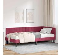 Teenpull Green Velvet Corner Bed Frame with Medium Foam Mattress, Wooden Platform Base, Headboard, Space Saving Design for Bedroom, Indoor Use, Assembly Required, 194 x 94 x 72 cm, 2 Piece Set