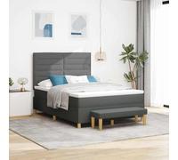 Teenpull Grey Box Spring Bed with Headboard, 140 x 190 cm upholstered Frame, Medium-Firm Foam Mattress, Wood Structure, Modern Bedroom for Two, Indoor Use, Easy Care and Steady Support