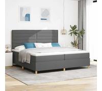 Teenpull Grey Box Spring Bed with Mattress, upholstered Fabric King Size 200 x 200 cm, slatted Base, headboard, Bedroom Structure, Support and Comfort for Adult Home Sleep