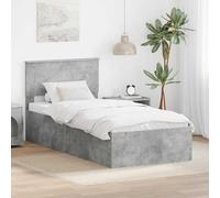 Teenpull Grey Concrete Bed Frame with Headboard, 75 x 190 cm, Engineered Wood, slatted Base, Interior Use, for Mattress Support in Bedroom, Guest Room, Modern Storage-Friendly Platform