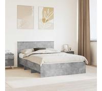 Teenpull Grey Concrete Bed Frame with Headboard, Engineered Wood, 140 x 200 cm, 200 kg Load Capacity, Modern Interior Bedroom Support for Rest and Daily Use