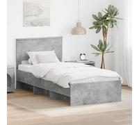 Teenpull Grey Concrete Bed Frame with headboard, Engineered Wood Structure, 210 x 123 x 90 cm, Indoor Use, Easy Clean, Modern Bedroom Support, 100 kg MAX Load, Assembly Required