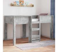 Teenpull Grey Concrete Kids Bunk Bed 90 x 200 cm Wooden Frame, Space Saving Dormitory Bed for Shared Rooms, Durable Structure for Rest and Play, Easy Home Assembly