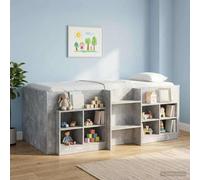 Teenpull Grey Concrete Loft Bed Frame for Kids, 90 x 190 cm, Wood Structure with Integrated Ladder, Under Bed Storage, Indoor Use, Space Saving Sleeping Solution for Modern bedrooms