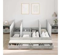 Teenpull Grey Concrete Storage Bed Frame, 180 cm Super King, Solid Pine and Engineered Wood, 4 Drawers, Slatted Platform Support, Space Saving Bedroom Base for Adult and Guest Rooms
