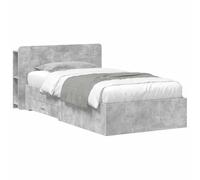 Teenpull Grey Concrete Storage Bed Frame with headboard, 75 x 190 cm Mattress Size, Wooden Structure, Bedroom Support, Platform Base, Cabinet, Drawer, Interior Use, Space Saving Design for Daily Rest