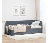 Teenpull Grey Corner Bed Frame upholstered with Reversible headboard, 80 x 200 cm Sleeping Area, Plywood Slat Support, Space Saving L Shaped Design for Bedroom and Guest Room Comfort