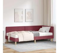 Teenpull Grey Corner Bed Frame with Mattress, upholstered Fabric headboard, Plywood Slat Base, 90 x 190 cm Single Short Bed for Bedroom, Space-Saving Indoor Comfort, Easy Clean and Stable Support