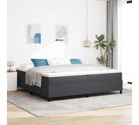 Teenpull Grey Dark Box Spring Bed 200 x 200 cm Corduroy Fabric Somier Base, Canape Structure with Mattress, Wood Frame, Indoor Bedroom Support, Minimalist Comfort for Daily Rest