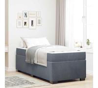 Teenpull Grey Dark Velvet Bed Frame with Mattress 100 x 200 cm, slatted Base, upholstered headboard, Plywood Structure, Bedroom Support for Adult Guest Home Interior, Easy Assembly Comfort
