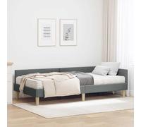 Teenpull Grey Fabric Corner Bed Frame with Mattress, slatted Base, upholstered headboard, Platform Structure for Bedroom, 204 x 84 x 57 cm, Space Saving Comfort for Adult and Guest Use