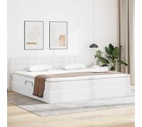 Teenpull Grey Leatherette Storage Bed with RGB LED, King 200 x 200 cm, Hydraulic Lift Base, Included Mattress, slatted Frame, headboard, Bedroom Space Saving Design for Adults and Guests