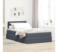 Teenpull Grey LED Storage Bed with Mattress, upholstered Velvet Platform Bed, Gas Lift Base with headboard, 120 x 200 cm, Under Storage, USB Lighting, Medium Support for Room