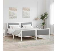Teenpull Grey Light Bed Frame with upholstered headboard 180 x 200 cm, Pine Wood Slat Platform Base, Storage Space Under Bed, Indoor Use, Sturdy Bedroom Frame for Two Adults