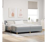 Teenpull Grey Light Box Spring Bed with Cushion 200 x 200 cm Fabric, somier Base lecho, cabecero Estructura colchón Dormitorio Descanso Dormir Support Platform upholstered for Indoor Bedroom Comfort
