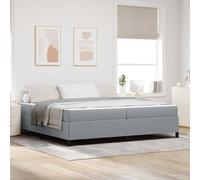 Teenpull Grey Light Box Spring Bed with Mattress, 200 x 200 cm Fabric Upholstered Bed Frame, Slatted Base, Medium Firm Pocket Springs, Home Bedroom Sleep Support, 280 kg Capacity