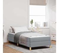 Teenpull Grey Light Box Spring Bed with Mattress, Fabric upholstered Bed Frame, 80 x 200 cm, slatted Base, Bedroom Support, Sleep Comfort, Modern Single Bed for Home and Guest Room