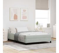 Teenpull Grey Light Box Spring Bed with Mattress, upholstered Fabric, 160 x 200 cm King Size, slatted Base, Wooden Frame, Bedroom Support, Modern Rest for Two, Durable Home Use