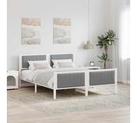 Teenpull Grey Light Pine Wood Bed Frame with Upholstered Headboard and Footboard, Platform Base for Mattress Support, Indoor Bedroom Use, 150 x 200 cm, Space Saving Design