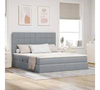 Teenpull Grey Light Storage Bed with Mattress, 180 x 200 cm upholstered Platform, Lift up Gas Storage Base, Adjustable headboard, LED Strips, USB Setup for Bedroom Comfort