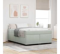 Teenpull Grey Light upholstered Bed Frame with Mattress, 160 x 200 cm King Size, slatted Base, Crafted Wood Structure, Medium Firmness, for Bedroom, Guest Room, up to 280 kg Support
