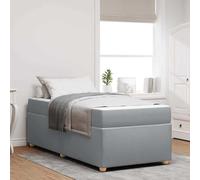 Teenpull Grey Light Upholstered Bed Frame with Mattress, 80 x 200 cm Single Size, Wooden Structure, Slatted Base, Bedroom Support, Space Saving Sleep Solution for Adult Guest Room Home