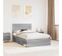 Teenpull Grey Sonoma Bed Frame with headboard, 120 x 200 cm, Pine Wood and Engineered Wood, slatted Base, 200 kg Load, Modern Bedroom Support for restful Sleep and Easy Care