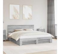 Teenpull Grey Sonoma Bed Frame with Headboard, 180 x 200 cm, Engineered Wood, Indoor Use, Durable Support, Easy Clean, Modern Bedroom Base for Rest
