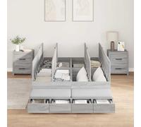Teenpull Grey Sonoma Storage Bed Frame 120 cm Plywood, Platform Bed Base with 4 Drawers, Queen Small Size for 120 x 200 cm Mattress, Bedroom Space Saving Support
