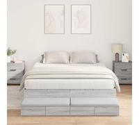 Teenpull Grey Sonoma Storage Bed Frame 140 cm Plywood, Double Size with 4 Drawers, Modern Bedroom Platform Base, Space Saving Design for Adults and Guests, Durable Support for restful Sleep