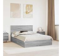 Teenpull Grey Sonoma Storage Bed Frame with headboard, Engineered Wood, 150 x 200 cm King Size, slatted Base, 200 kg Load, Drawer Storage, Modern Bedroom Support