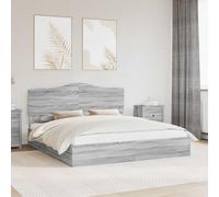 Teenpull Grey Sonoma Storage Bed Frame with headboard, Engineered Wood, 180 x 200 cm Super King, slatted Base, Drawer Storage for Bedroom, Easy Assembly, Durable Support, Space Saving