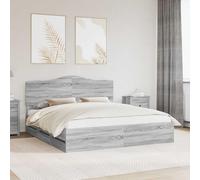 Teenpull Grey Sonoma Wooden Bed Frame 180 x 200 cm, slatted Base Platform, Storage Drawers, headboard, Bedroom Support for Adult Home Use, Interior Sleep Comfort and Space Saving