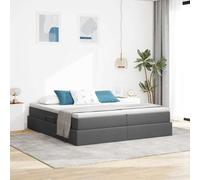 Teenpull Grey Storage Bed with Mattress Dark Grey Polyester Metal Frame 200 x 200 cm, Hydraulic Lift, slatted Base, Under Bed Storage, Modern Bedroom Solution for Adult Comfort and Space Saving