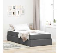 Teenpull Grey Storage Bed with Mattress, Metal Frame, Hydraulic Lift, slatted Base, upholstered Polyester, 100 x 200 cm, for Bedroom Space Saving and Daily Comfort