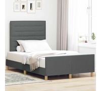 Teenpull Grey upholstered Bed Frame with headboard, 120 x 190 cm Platform Bed, Minimalist Base for Bedroom, Quiet Support, Easy Assembly, Space Saving Design for Adult and Guest Rooms