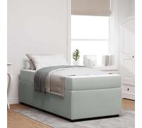 Teenpull Grey upholstered Bed Frame with Mattress, 100 x 200 cm, Wooden Slat Base, Platform Support, Bedroom Use, Easy Assembly, One Person, Indoor Comfort
