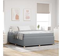 Teenpull Grey upholstered Bed Frame with Mattress, 180 x 200 cm Super King Size, Wooden Slat Support, Breathable Fabric, Modern Bedroom Base for Two, Medium Firmness, Durable