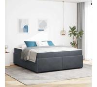 Teenpull Grey upholstered Bed Frame with Mattress, 180 x 200 cm Super King, Wooden Slat Base, Fixed Support, Dark Grey Fabric, Bedroom Use, for Two Adults, Durable Comfort