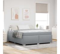 Teenpull Grey upholstered Bed Frame with Mattress, 180 x 200 cm Super King, Wooden Slat Platform, Medium Firm Pocket Spring Support, for Home Bedroom, Adult Sleeping Comfort, 280 kg Load