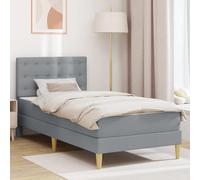 Teenpull Grey upholstered Bed Frame with Mattress, 80 x 200 cm Single Bed, Plywood Slat Base, Padded headboard, Under Bed Storage, Easy Assembly, Bedroom Support, Indoor Use, 140 kg Load