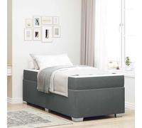 Teenpull Grey upholstered Bed Frame with Pocket Spring Mattress 100 x 200 cm, Wooden Slat Base, Medium Firm Support, Dark Grey Fabric for Bedroom Comfort and Stable Home Sleep