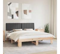 Teenpull Grey upholstered Bed Frame with Removable Washable headboard Cover, Solid Pine Platform Base for Super King 180 x 200 cm Mattress, no Box Spring, Bedroom Comfort and Easy Assembly