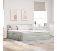 Teenpull Grey upholstered Bed Frame with Storage, 90 x 200 cm Mattress, Hydraulic Lift, slatted Base, headboard, Metal Structure, Light Grey Bedroom Furniture, Space Saving Design