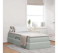 Teenpull Grey upholstered Bed with Storage and Mattress, 90 x 190 cm Single Size, Velvet Finish, Metal Frame, Hydraulic Lift, slatted Base, Space Saving Bedroom Solution