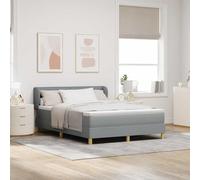 Teenpull Grey upholstered Box Spring Bed with Mattress, King 160 x 200 cm, Adjustable headboard, Wooden Frame, slatted Base, Bedroom Support, Durable Fabric, for Two Sleepers